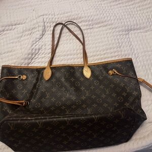 Louis Vuitton Monogram Canvas Tote in Brown with Tan Trim